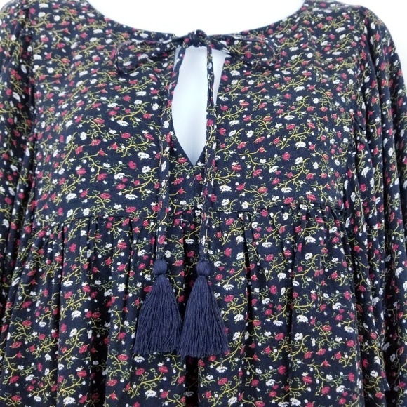 Denim & Supply RL | Black Floral Boho Peasant Top - Picture 3 of 6